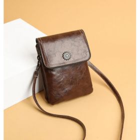 Fashion Simple Large Capacity Mobile Phone Bag Mini Crossbody Bag (Option: Brown)