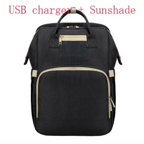 Portable Folding Crib Mummy Bag Portable (Option: Black Sunshade USB)