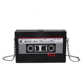 Women's Bag Creative Tape Chain Crossbody Box Bag (Option: Black)