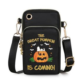 Halloween Pumpkin Pattern Phone Bag Coin Wallet Cute Mini Crossbody Shoulder Bags For Kids Women (Option: Black)