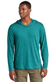 District Perfect Tri Long Sleeve Hoodie DM139 (Color: Heathered Teal, size: L)