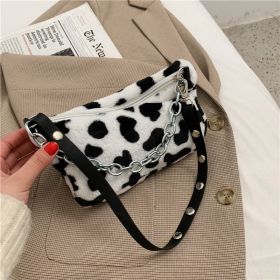 Leopard Pattern Plush Bag Personality Diagonal Women Bag Chain Bag Bag Shoulder (Option: Cow pattern)